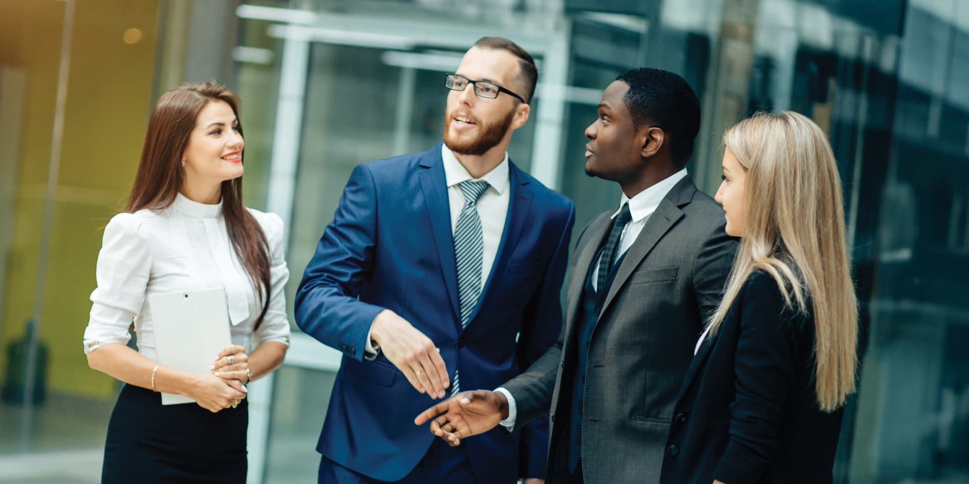 Business professionals in an office workspace